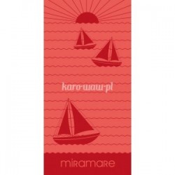 Ręcznik plażowy Miramare 12 czerwony łódki boats welurowy FARO rozmiar 70x140 cm