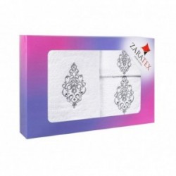 Komplet ręczników 3 szt Ornament biały w pudełku ZARATEX