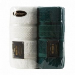 Komplet ręczników 2 cz kremowy zielony ciemny 2x50x90 EUROFIRANY