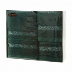 Komplet ręczników 3 cz zielony ciemny 30x50+50x90+70x140 EUROFIRANY