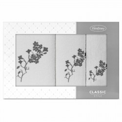 Komplet ręczników 3 szt w pudełku Blossom biały grafitowy EUROFIRANY 30x50+50x90+70x140