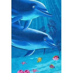 Ręcznik plażowy Dolphins delfiny niebieski GRENO rozmiar 75x150 cm