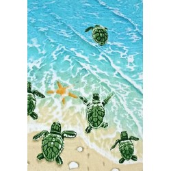 Ręcznik plażowy Caretta żółwie turkusowy zielony GRENO rozmiar 75x150 cm