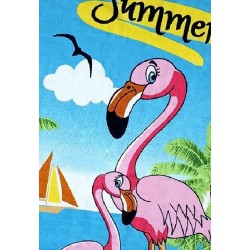 Ręcznik plażowy Hello Summer flamingi niebieski różowy GRENO rozmiar 75x150 cm