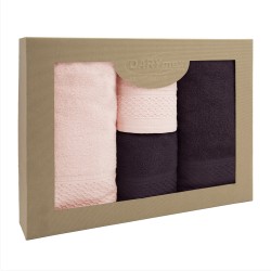 Komplet ręczników 4 szt w pudełku Solano bakłażanowy różowy DARYMEX 50x90+70x140