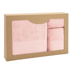 Komplet ręczników 3szt w pudełku Solano różowy kwarcowy DARYMEX 30x50+50x90+70x140