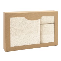 Komplet ręczników 3szt w pudełku Solano ecru DARYMEX 30x50+50x90+70x140