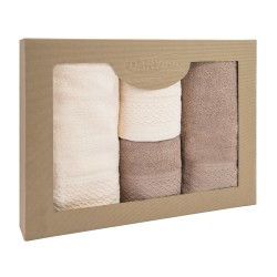 Komplet ręczników 4 szt w pudełku Solano kremowy beżowy DARYMEX 50x90+70x140