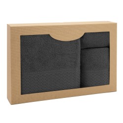 Komplet ręczników 3szt w pudełku Solano popielaty ciemny DARYMEX 30x50+50x90+70x140