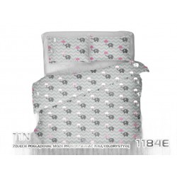 Pościel do łóżeczka 1184E Słoniki szara biała różowa EXTRAPOŚCIEL rozmiar 90x120 cm