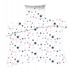 Pościel do łóżeczka 363K biała różowa gwiazdki EXTRAPOŚCIEL rozmiar 90x120 cm